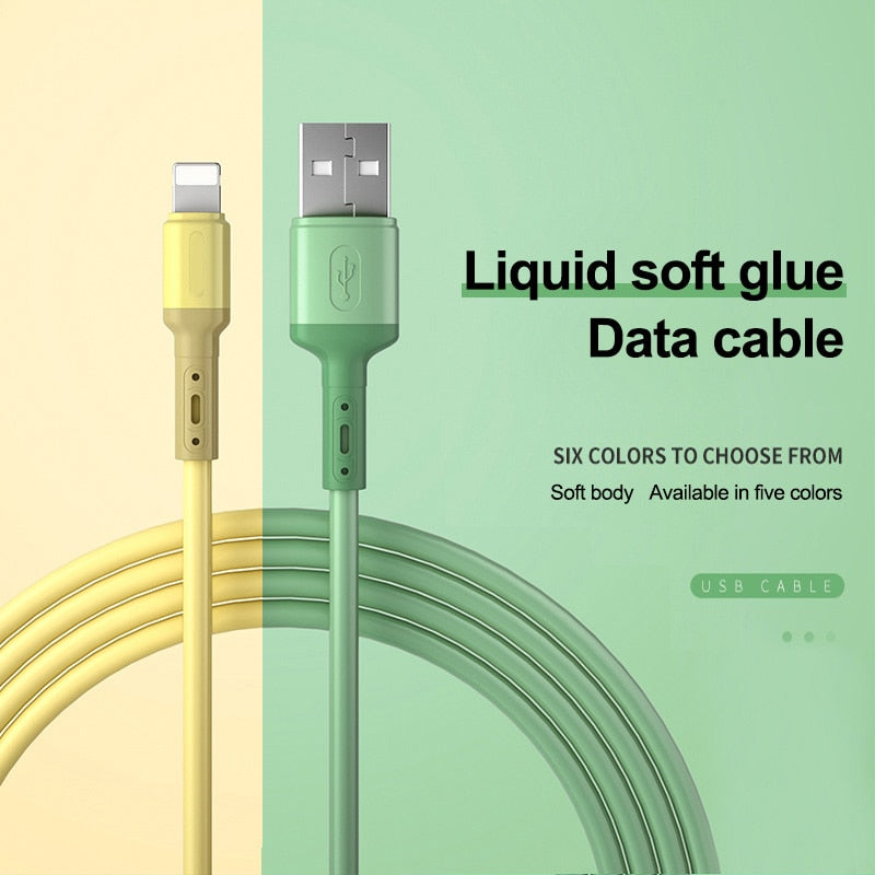 Cabo USB para iPhone 14 13 12 11 Pro Max XR XS 8 7 6s 5s Carregador de Dados Rápido Carregador Cabo de Fio USB Cabo de Silicone Líquido 1/1,5/2M