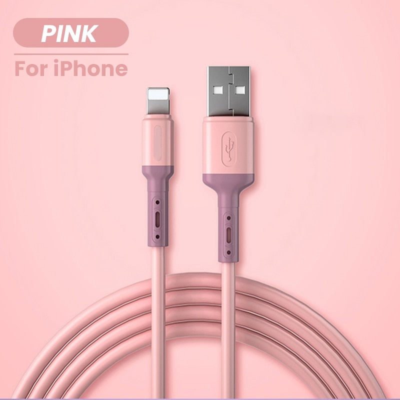 Cabo USB para iPhone 14 13 12 11 Pro Max XR XS 8 7 6s 5s Carregador de Dados Rápido Carregador Cabo de Fio USB Cabo de Silicone Líquido 1/1,5/2M