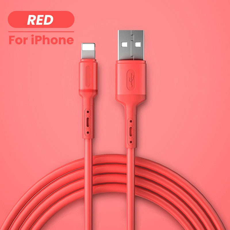 Cabo USB para iPhone 14 13 12 11 Pro Max XR XS 8 7 6s 5s Carregador de Dados Rápido Carregador Cabo de Fio USB Cabo de Silicone Líquido 1/1,5/2M