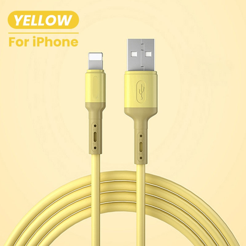 Cabo USB para iPhone 14 13 12 11 Pro Max XR XS 8 7 6s 5s Carregador de Dados Rápido Carregador Cabo de Fio USB Cabo de Silicone Líquido 1/1,5/2M