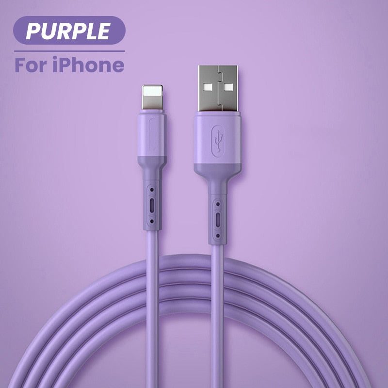 Cabo USB para iPhone 14 13 12 11 Pro Max XR XS 8 7 6s 5s Carregador de Dados Rápido Carregador Cabo de Fio USB Cabo de Silicone Líquido 1/1,5/2M