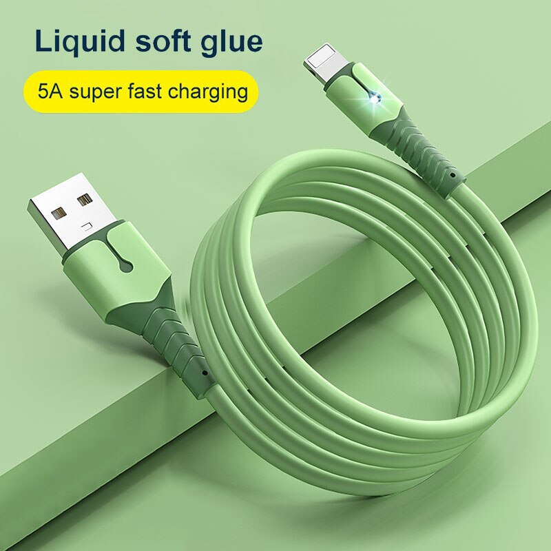 Cabo de dados USB para iPhone 14 13 12 Mini Pro Max X XR 11 8 7 6s Cabo de carregamento de silicone líquido Cabo de dados USB Cabo carregador de telefone