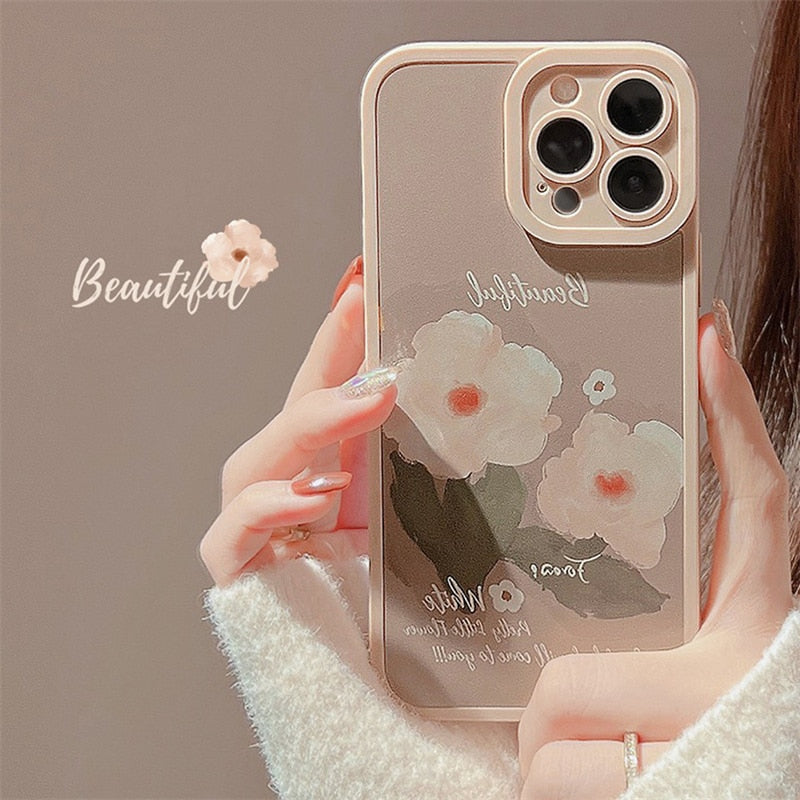 Capas com estampa de flores para iPhone Silicone de luxo
