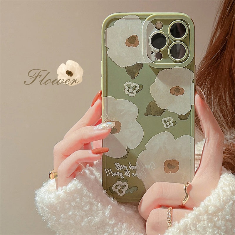 Capas com estampa de flores para iPhone Silicone de luxo