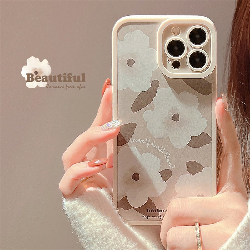 Capas com estampa de flores para iPhone Silicone de luxo