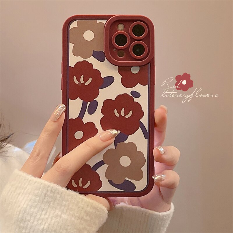 Capas com estampa de flores para iPhone Silicone de luxo