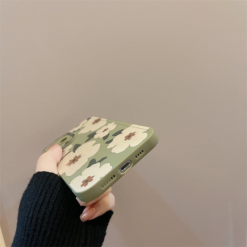 Capas com estampa de flores para iPhone Silicone de luxo
