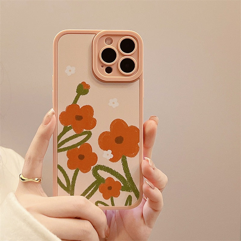 Capas com estampa de flores para iPhone Silicone de luxo