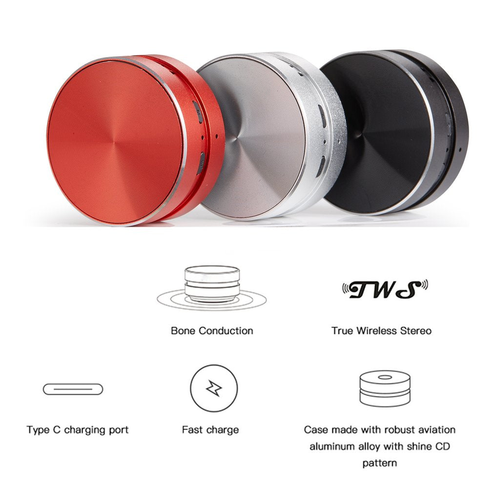 alto-falante de condução óssea quente mini bluetooth tws sem fio estéreo duplo canais de som caixa de áudio alto-falante humbird com rádio fm