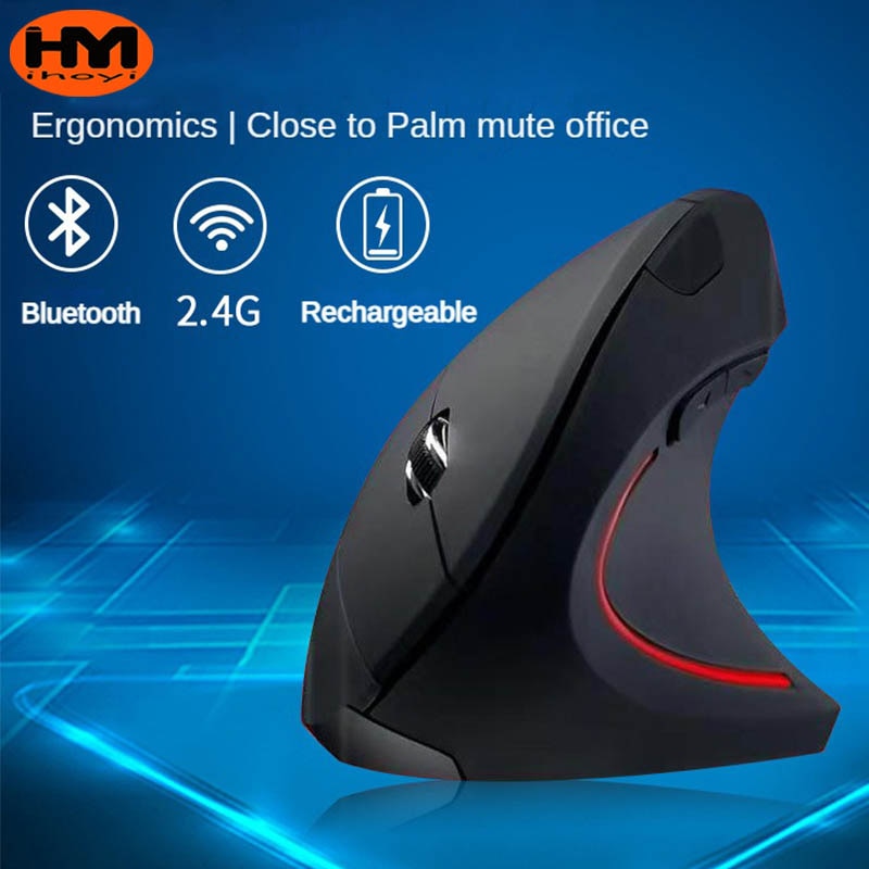 Mouse sem fio original recarregável vertical com fio USB mouse ergonômico luminoso 2.4G mudo fotoelétrico Bluetooth mouse de jogo