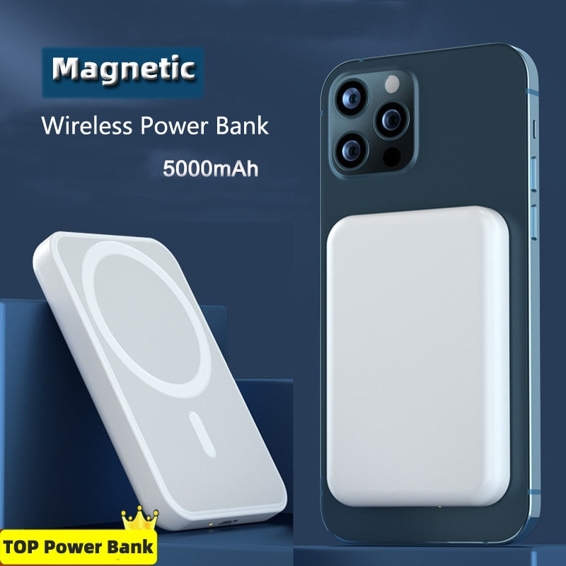 Carregador sem fio portátil Macsafe auxiliar reserva bateria magnética externa banco de energia para iphone 12 13 14Pro Max Powerbank