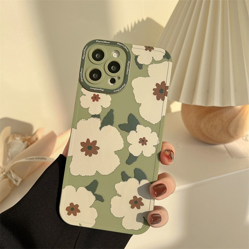 Capas com estampa de flores para iPhone Silicone de luxo