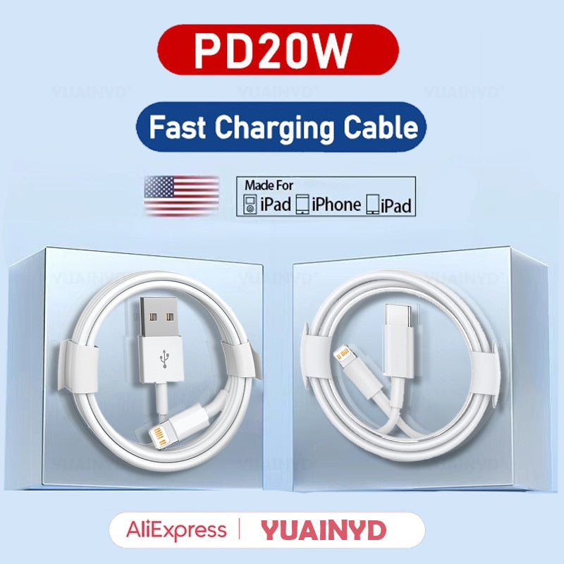 PD 20W para cabo USB C de carregamento rápido original da Apple