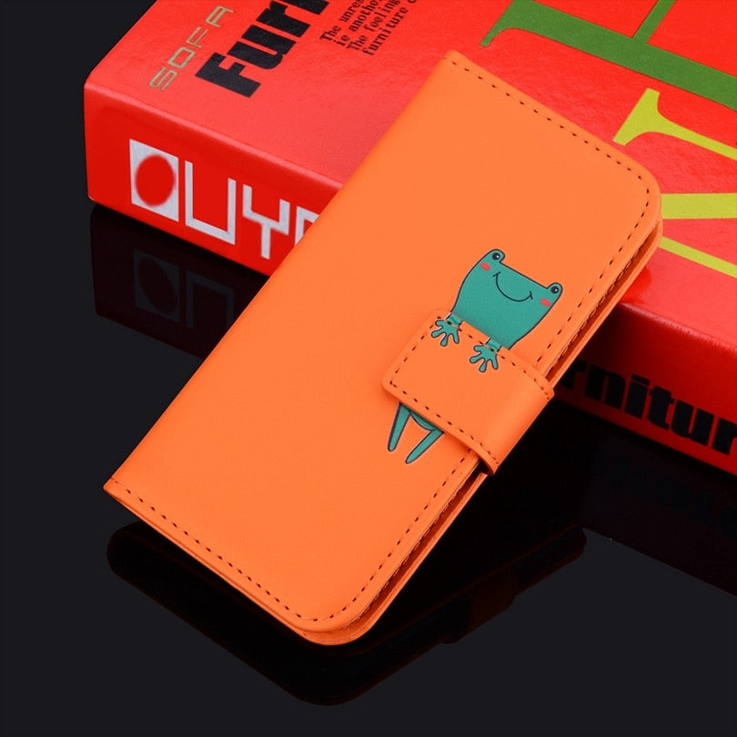 Capa de telefone de couro flip animal