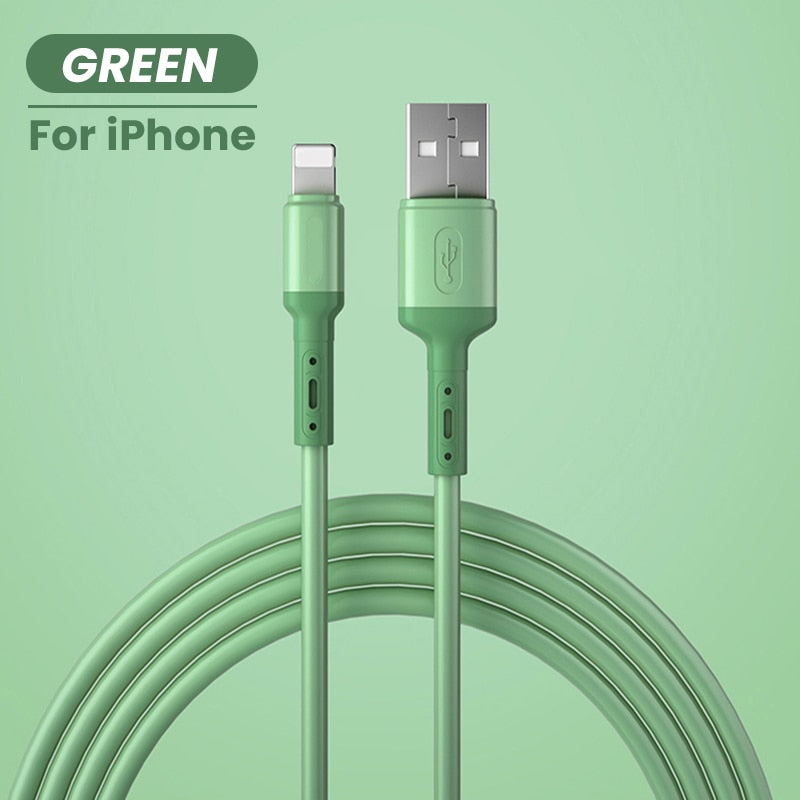 Cabo USB para iPhone 14 13 12 11 Pro Max XR XS 8 7 6s 5s Carregador de Dados Rápido Carregador Cabo de Fio USB Cabo de Silicone Líquido 1/1,5/2M