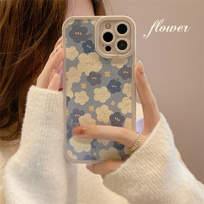 Capas com estampa de flores para iPhone Silicone de luxo