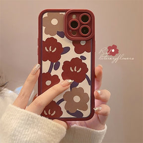 Capas com estampa de flores para iPhone Silicone de luxo