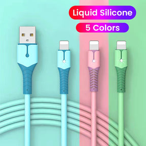Cabo de dados USB para iPhone 14 13 12 Mini Pro Max X XR 11 8 7 6s Cabo de carregamento de silicone líquido Cabo de dados USB Cabo carregador de telefone