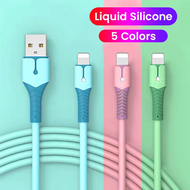 Cabo de dados USB para iPhone 14 13 12 Mini Pro Max X XR 11 8 7 6s Cabo de carregamento de silicone líquido Cabo de dados USB Cabo carregador de telefone