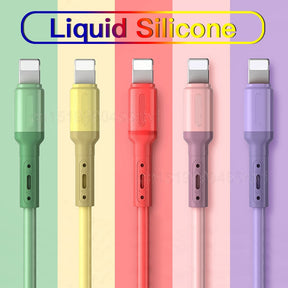 Cabo USB para iPhone 14 13 12 11 Pro Max XR XS 8 7 6s 5s Carregador de Dados Rápido Carregador Cabo de Fio USB Cabo de Silicone Líquido 1/1,5/2M