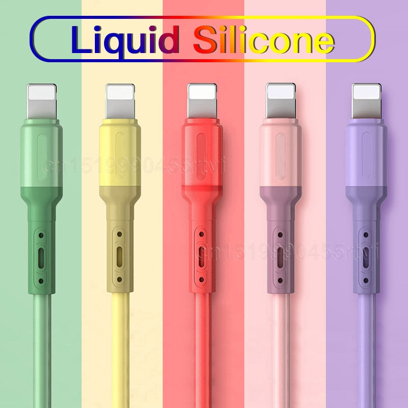 Cabo USB para iPhone 14 13 12 11 Pro Max XR XS 8 7 6s 5s Carregador de Dados Rápido Carregador Cabo de Fio USB Cabo de Silicone Líquido 1/1,5/2M