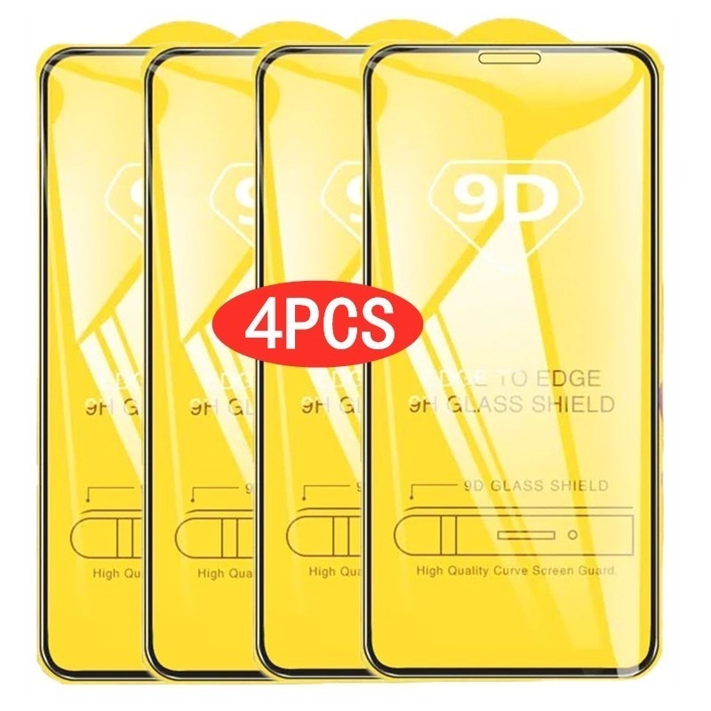 2/4PCS Protetor de Tela 9D Vidro Temperado para IPhone 13 12 11 Pro Max Vidro Protetor para IPhone X XR XS Max 7 8 6S Plus 12Pro