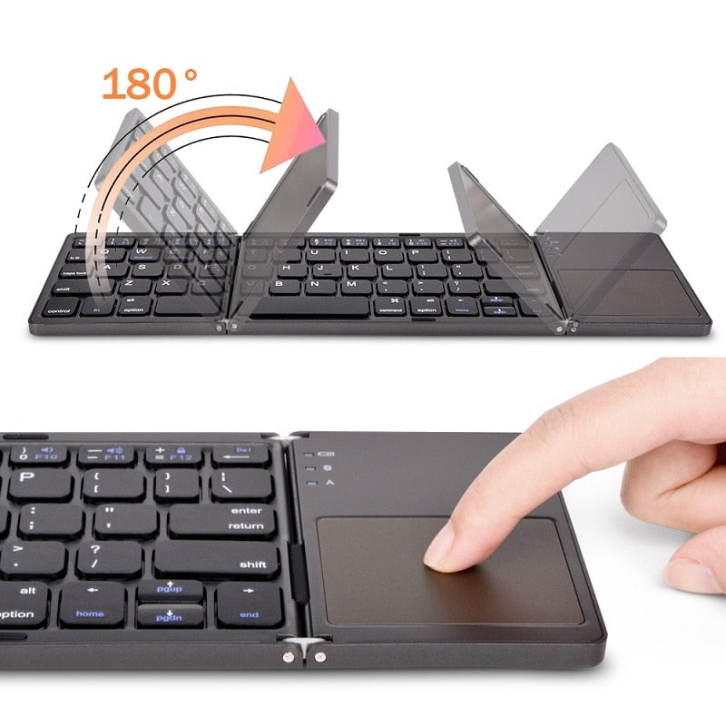Teclado dobrável sem fio Bluetooth com touchpad para Windows, Android e IOS